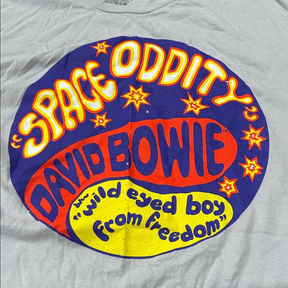 Retro Distressed Unique Print David Bowie Space Oddity Tee - Picture 5 of 10